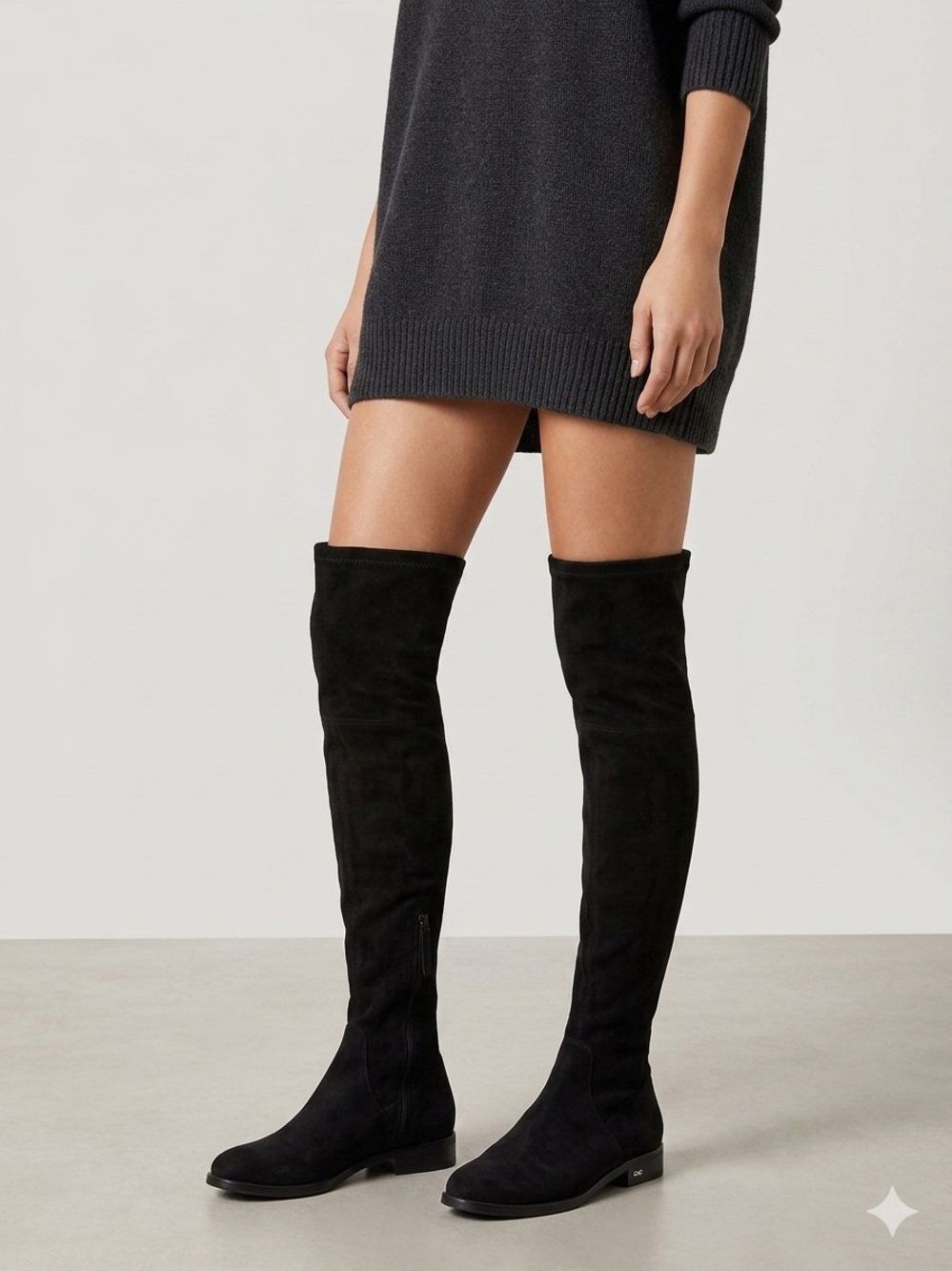 Steve Madden Black Suede Over-the-Knee Flat Boots